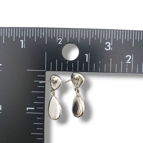 LC Lauren Conrad Two Tone Metal Teardrop Double Drop Earrings Purple Center - Picture 7 of 10